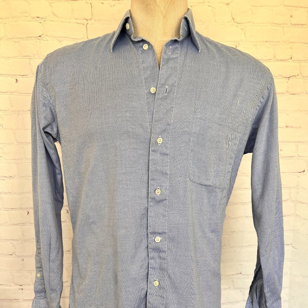 Ermenegildo Zegna Mens Long Sleeve Shirt - Size 39 15 1/2 Blue